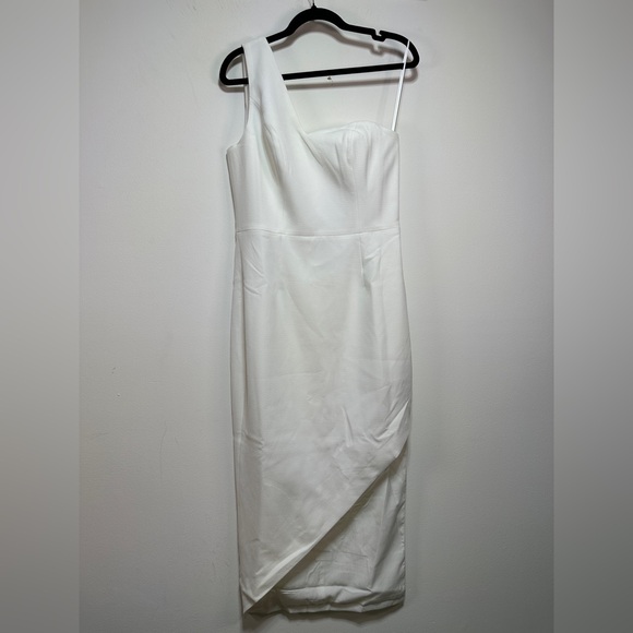 Dress the Population | Magnolia One-Shoulder White Midi Dress - Picture 1 of 7